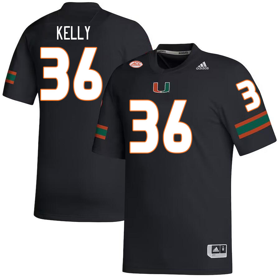 Men #36 Nick Kelly Miami Hurricanes College Football Jerseys Stitched-Black
